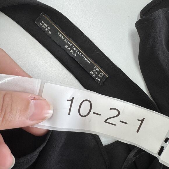 Zara Blouse Womens XS Black Ruffle Sleeve Chiffon Top Draped Back Whimsygoth‎ - Picture 3 of 7